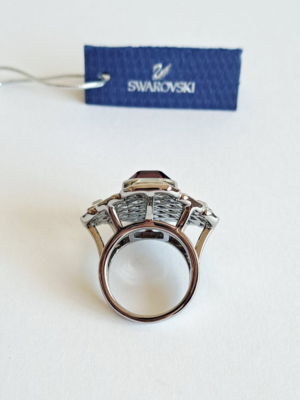 NEW Vintage Swarovski Sheila Ruby Red Ring Signed Size 6.5 - Picture 7 of 14